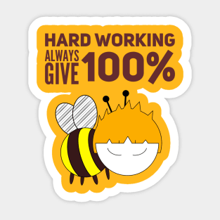 Hard Working Always Give 100% Boy Sticker